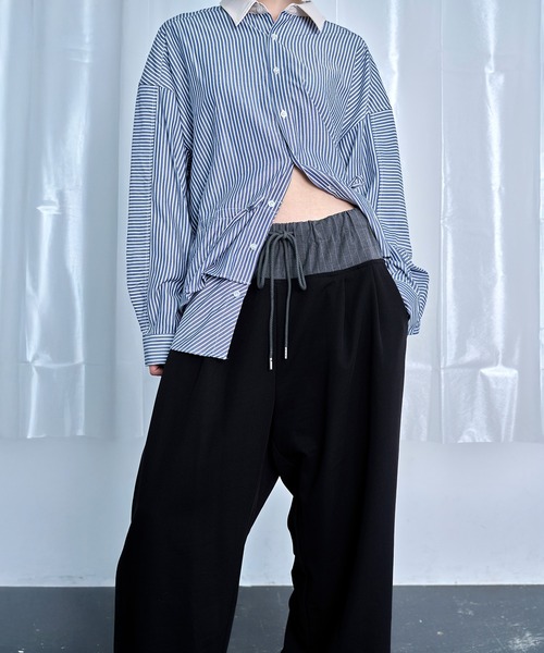 Nora Lily(ノラリリー)の「【Nora Lily】Stripe Panel Relaxed Pants(スラックス・メンズ・ブラック/グレー・FREE)」の4枚目の写真