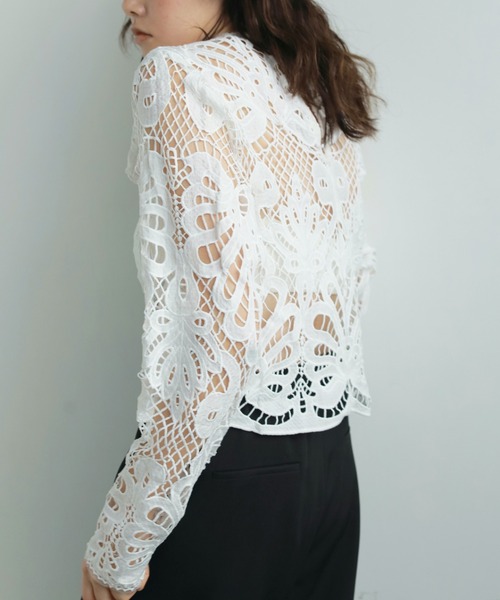 anuke / アンヌーク | Vneck lace blouse コットン レース ブラウス