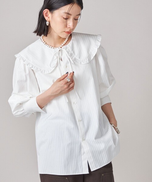 SHIPSブラウス SHIPS NINE CASE:〈手洗い可能〉ビッグ カラー ブラウス（シャツ