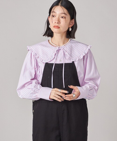 セール】SHIPS NINE CASE:〈手洗い可能〉ビッグ カラー ブラウス