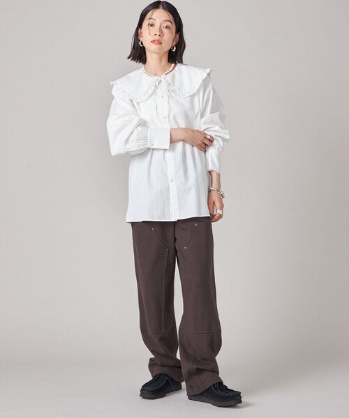 SHIPSブラウス SHIPS NINE CASE:〈手洗い可能〉ビッグ カラー ブラウス（シャツ