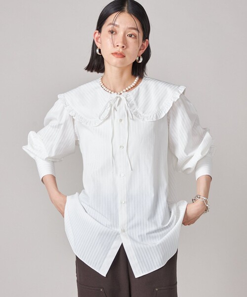 セール】SHIPS NINE CASE:〈手洗い可能〉ビッグ カラー ブラウス