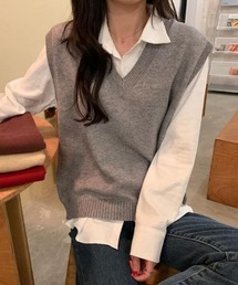 Vネック ニットベスト