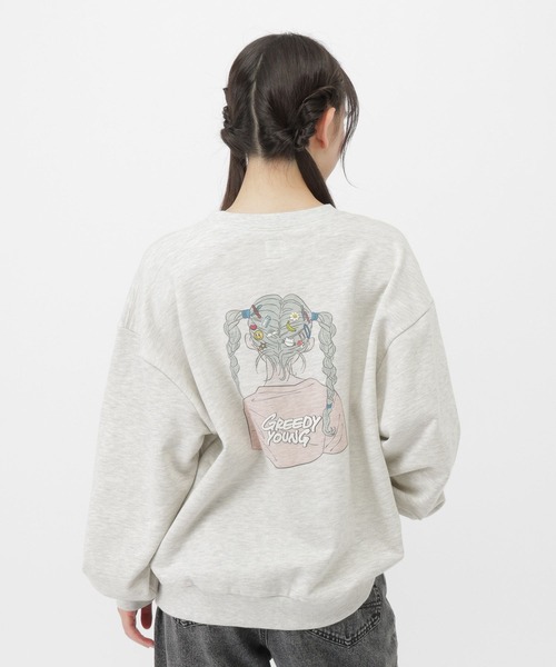 GLOBAL WORK（グローバルワーク）の「USAガーリーグラフィックスウェット/AND YUA ANY/581117（スウェット・キッズ・チャコールグレー/アイボリー/グレー系その他/ブラック系/ミント/ブラック/ブルー系その他4・SMALL/MEDIUM）」の5枚目の写真