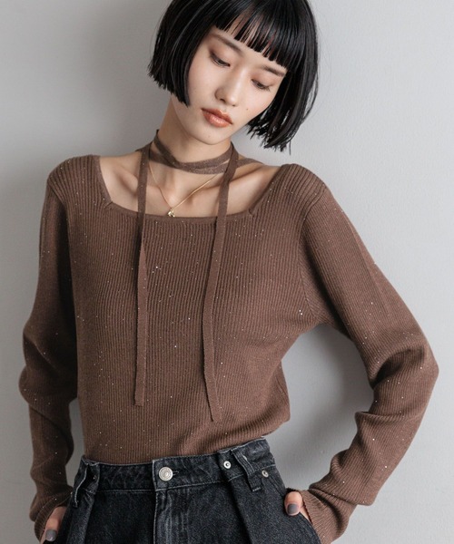 LOWRYS FARM(ローリーズファーム)の「スパンコールラメPOLS 591244(ニット/セーター・レディース・ブラック/アイボリー/ブラウン系その他/ピンク系その他・FREE)」の3枚目の写真