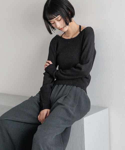 LOWRYS FARM(ローリーズファーム)の「スパンコールラメPOLS 591244(ニット/セーター・レディース・ブラック/アイボリー/ブラウン系その他/ピンク系その他・FREE)」の2枚目の写真