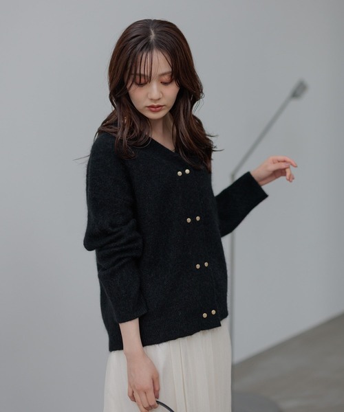 セール】【手洗い可能】モヘアWキンボタンカーディガン491831