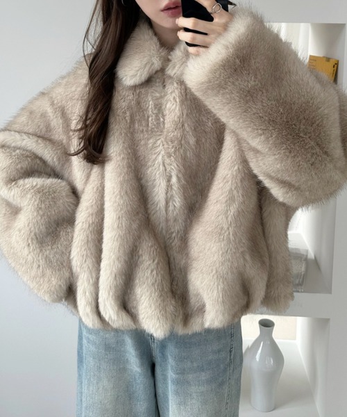 セール】ビッグカラー ファージャケット（その他アウター）｜Ada