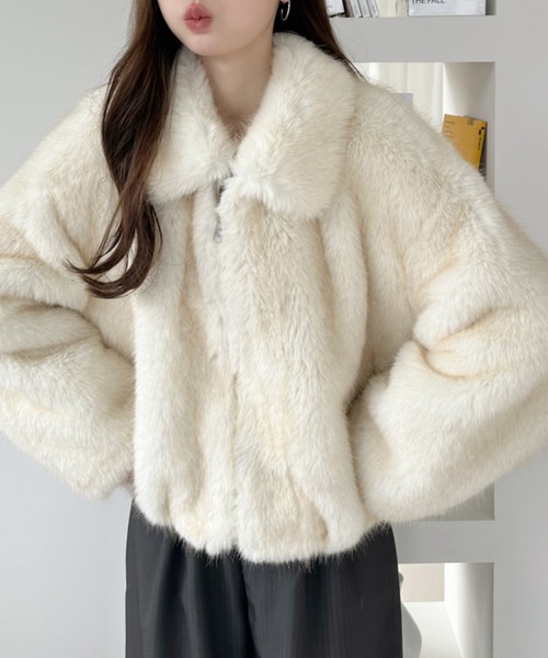 セール】ビッグカラー ファージャケット（その他アウター）｜Ada