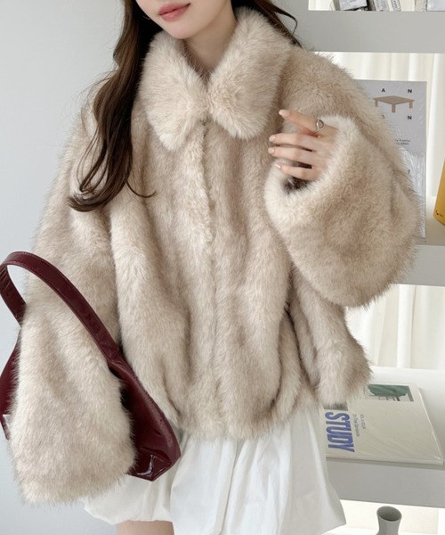 セール】ビッグカラー ファージャケット（その他アウター）｜Ada