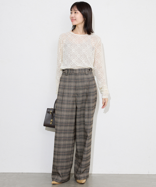 SLOBE IENA（スローブイエナ）の「ナロータックチェックトラウザー（その他パンツ・レディース・アイボリー/ブラウン・FREE）」の10枚目の写真