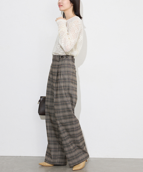 SLOBE IENA（スローブイエナ）の「ナロータックチェックトラウザー（その他パンツ・レディース・アイボリー/ブラウン・FREE）」の12枚目の写真