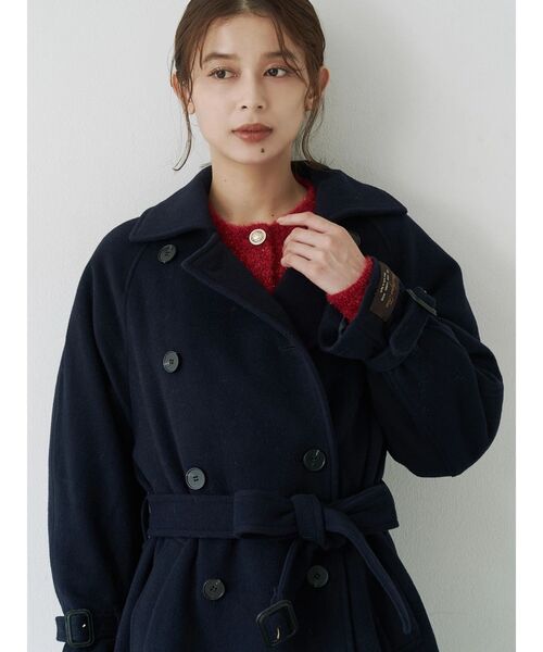 TONAL（トーナル）の「ウールトレンチコート（トレンチコート・レディース・ネイビー/モカ/ベビーピンク・SMALL/MEDIUM）」の3枚目の写真