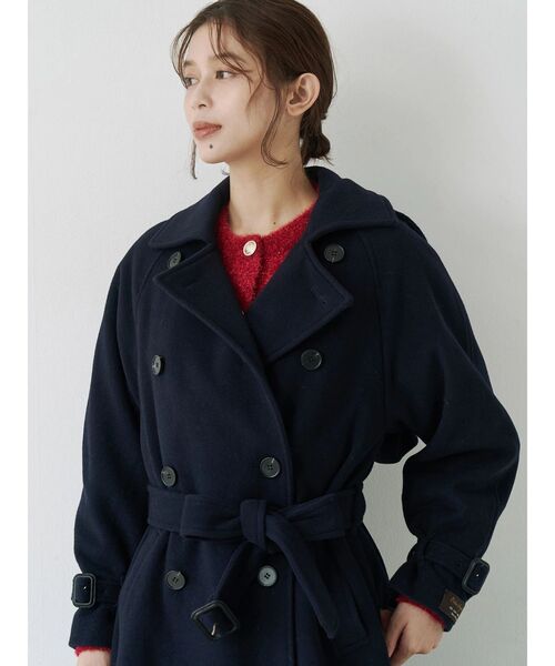 TONAL（トーナル）の「ウールトレンチコート（トレンチコート・レディース・ネイビー/モカ/ベビーピンク・SMALL/MEDIUM）」の13枚目の写真