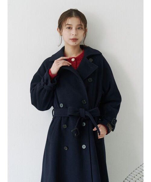 TONAL（トーナル）の「ウールトレンチコート（トレンチコート・レディース・ネイビー/モカ/ベビーピンク・SMALL/MEDIUM）」の14枚目の写真