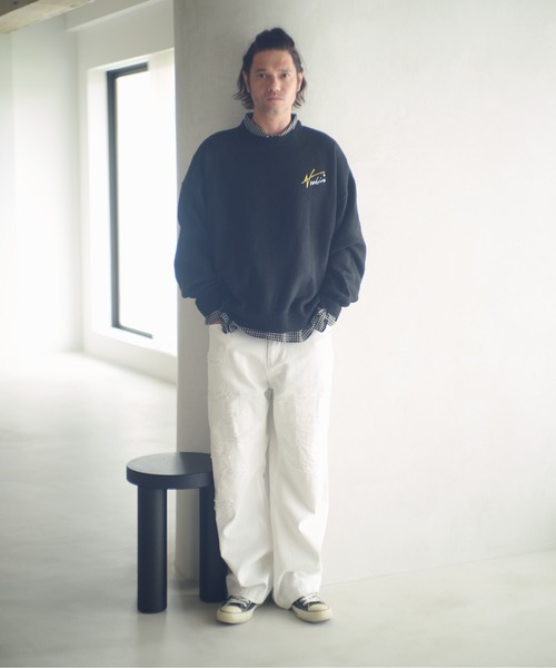 ADAM PATEK(アダムパテック)の「ADAMPATEK/archive shaggy crest crewneck/ジャガードシャギークルーネック(ニット/セーター・メンズ・ブラック×イエロー/ブラック×レッド・2/1)」の6枚目の写真