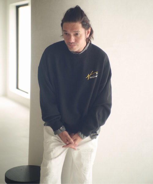 ADAM PATEK(アダムパテック)の「ADAMPATEK/archive shaggy crest crewneck/ジャガードシャギークルーネック(ニット/セーター・メンズ・ブラック×イエロー/ブラック×レッド・2/1)」の8枚目の写真