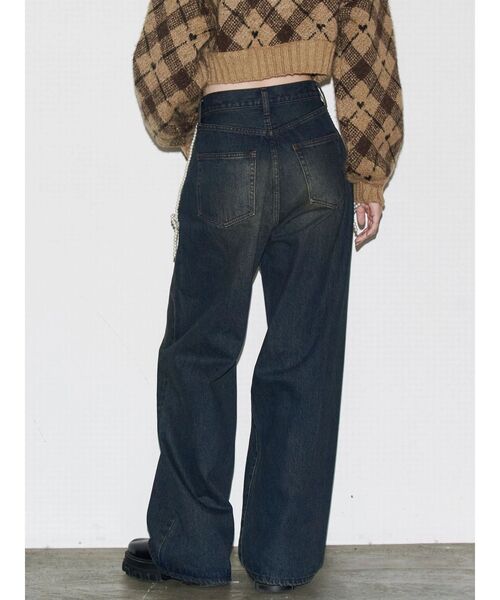 EMODA（エモダ）の「サイドパールルーズジーンズ（デニムパンツ・レディース・インディゴブルー/ブラック・SMALL/MEDIUM）」の4枚目の写真