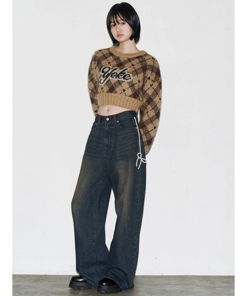 EMODA（エモダ）の「サイドパールルーズジーンズ（デニムパンツ・レディース・インディゴブルー/ブラック・SMALL/MEDIUM）」の6枚目の写真