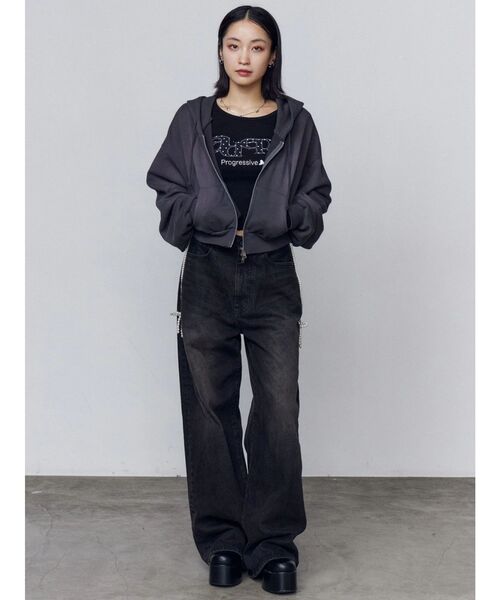 EMODA（エモダ）の「サイドパールルーズジーンズ（デニムパンツ・レディース・インディゴブルー/ブラック・SMALL/MEDIUM）」の9枚目の写真