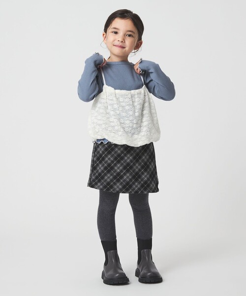 green label relaxing（グリーンレーベルリラクシング）の「起毛レースキャミ×テレコロング Tシャツ セット / キッズ（Tシャツ/カットソー・キッズ・コバルトブルー/オレンジ・130cm/140cm/150cm/160cm/120cm/100cm/110cm）」の6枚目の写真