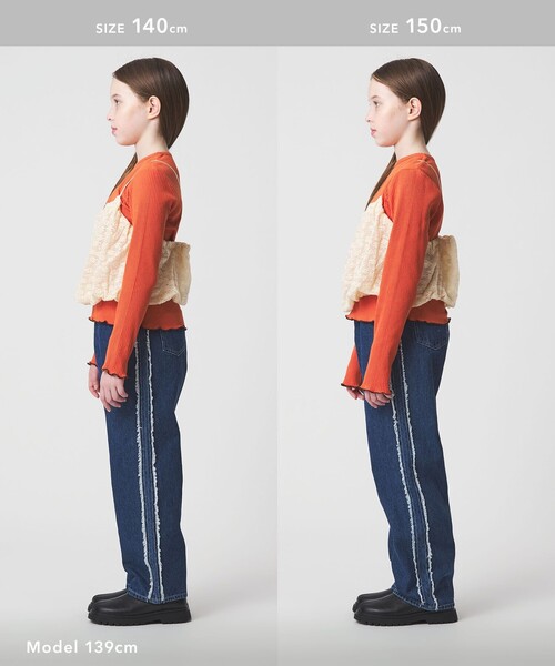 green label relaxing（グリーンレーベルリラクシング）の「起毛レースキャミ×テレコロング Tシャツ セット / キッズ（Tシャツ/カットソー・キッズ・コバルトブルー/オレンジ・130cm/140cm/150cm/160cm/120cm/100cm/110cm）」の13枚目の写真