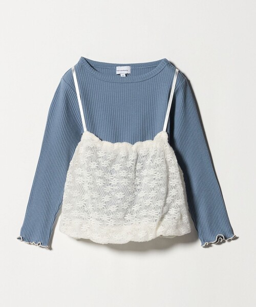 green label relaxing（グリーンレーベルリラクシング）の「起毛レースキャミ×テレコロング Tシャツ セット / キッズ（Tシャツ/カットソー・キッズ・コバルトブルー/オレンジ・130cm/140cm/150cm/160cm/120cm/100cm/110cm）」の15枚目の写真