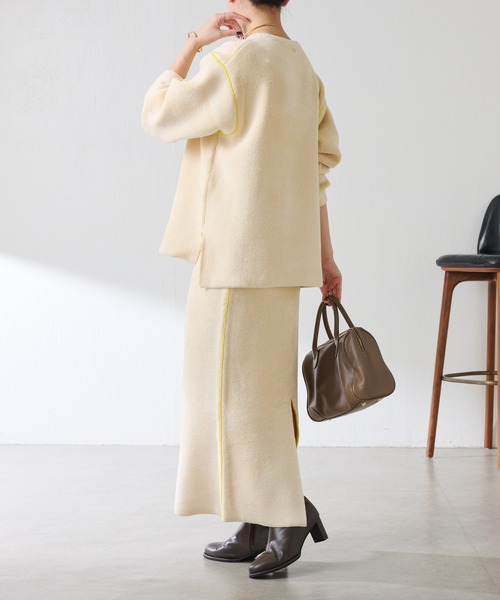 COLLAGE GALLARDAGALANTE（コラージュガリャルダガランテ）の「モールダブルフェイスニットアップ（ワンピース・レディース・チャコールグレー/オフホワイト・FREE）」の14枚目の写真