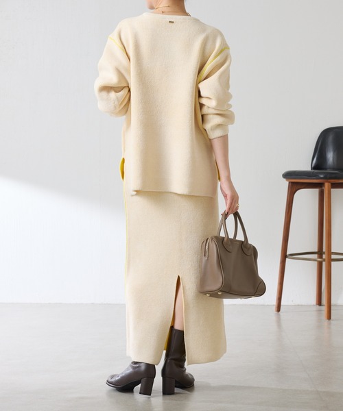 COLLAGE GALLARDAGALANTE（コラージュガリャルダガランテ）の「モールダブルフェイスニットアップ（ワンピース・レディース・チャコールグレー/オフホワイト・FREE）」の15枚目の写真