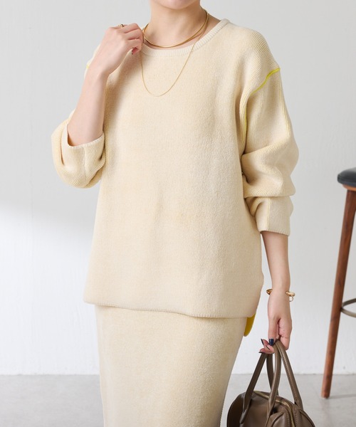 COLLAGE GALLARDAGALANTE（コラージュガリャルダガランテ）の「モールダブルフェイスニットアップ（ワンピース・レディース・チャコールグレー/オフホワイト・FREE）」の4枚目の写真