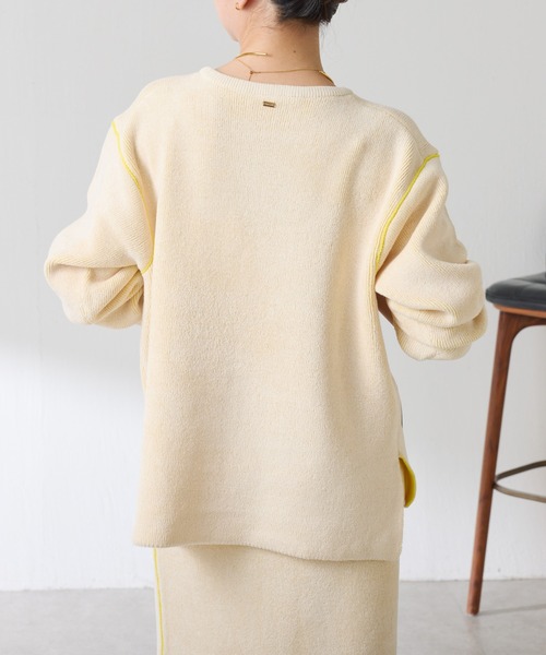 COLLAGE GALLARDAGALANTE（コラージュガリャルダガランテ）の「モールダブルフェイスニットアップ（ワンピース・レディース・チャコールグレー/オフホワイト・FREE）」の6枚目の写真