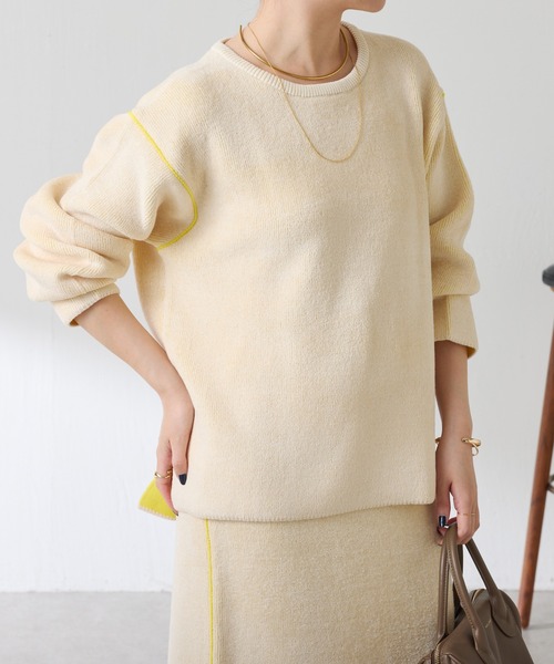 COLLAGE GALLARDAGALANTE（コラージュガリャルダガランテ）の「モールダブルフェイスニットアップ（ワンピース・レディース・チャコールグレー/オフホワイト・FREE）」の8枚目の写真