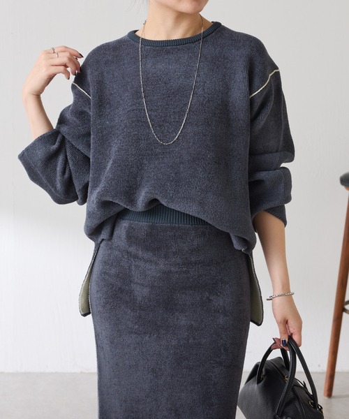 COLLAGE GALLARDAGALANTE（コラージュガリャルダガランテ）の「モールダブルフェイスニットアップ（ワンピース・レディース・チャコールグレー/オフホワイト・FREE）」の17枚目の写真