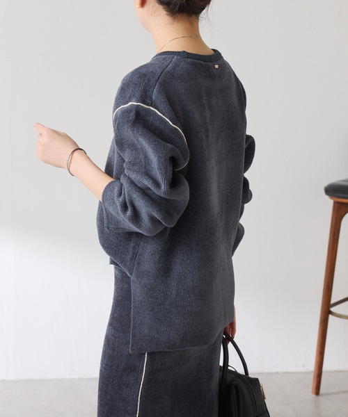 COLLAGE GALLARDAGALANTE（コラージュガリャルダガランテ）の「モールダブルフェイスニットアップ（ワンピース・レディース・チャコールグレー/オフホワイト・FREE）」の18枚目の写真