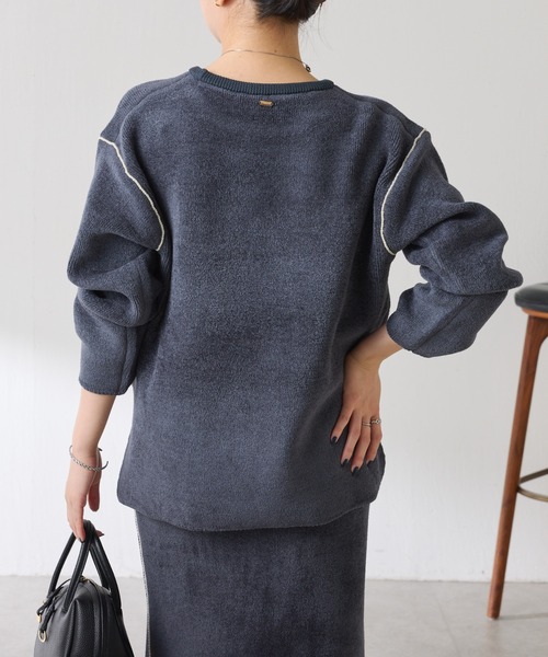 COLLAGE GALLARDAGALANTE（コラージュガリャルダガランテ）の「モールダブルフェイスニットアップ（ワンピース・レディース・チャコールグレー/オフホワイト・FREE）」の19枚目の写真