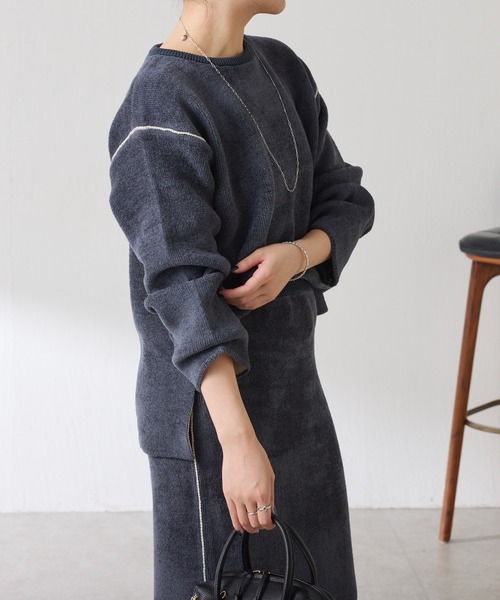 COLLAGE GALLARDAGALANTE（コラージュガリャルダガランテ）の「モールダブルフェイスニットアップ（ワンピース・レディース・チャコールグレー/オフホワイト・FREE）」の20枚目の写真