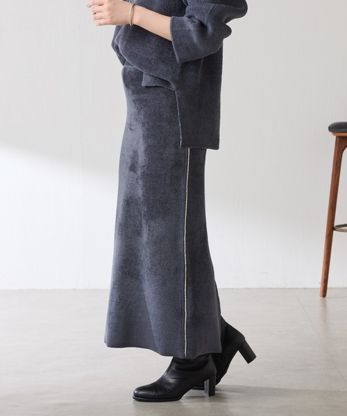 COLLAGE GALLARDAGALANTE（コラージュガリャルダガランテ）の「モールダブルフェイスニットアップ（ワンピース・レディース・チャコールグレー/オフホワイト・FREE）」の22枚目の写真