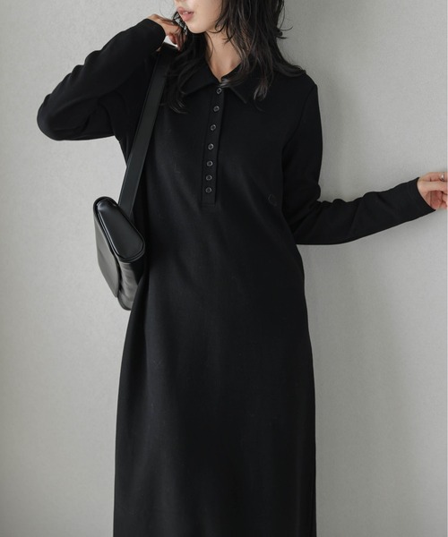 セール】ポロ襟ロングワンピース（ワンピース）｜La-gemme