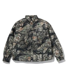 グレー 花柄 ダウンジャケット メンズのダウンジャケット/コート（花柄・ボタニカル柄）ファッション