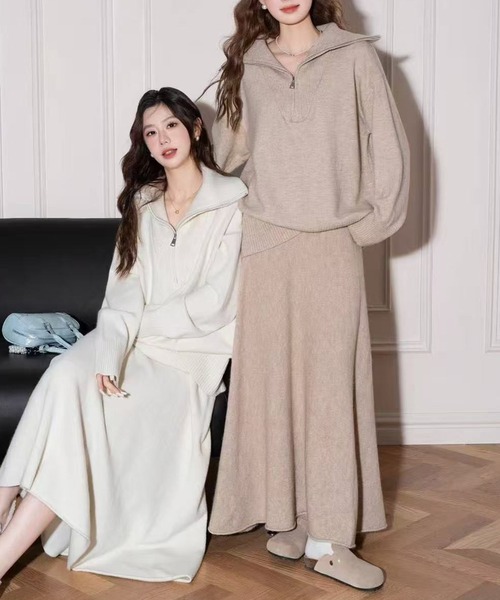 L LABEL(エルラベル)の「ニット&スカート2点セットアップ(セットアップ・レディース・ホワイト/ベージュ/ダークグレー・FREE)」の13枚目の写真