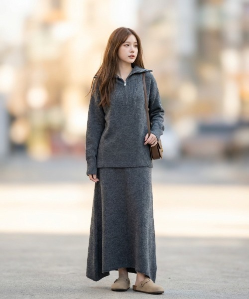 L LABEL(エルラベル)の「ニット&スカート2点セットアップ(セットアップ・レディース・ホワイト/ベージュ/ダークグレー・FREE)」の21枚目の写真