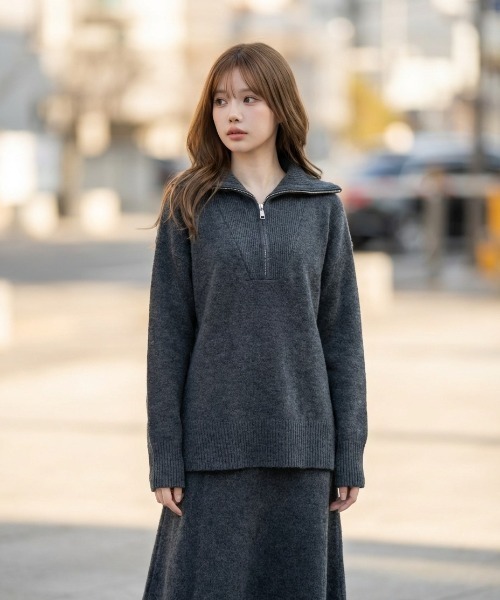 L LABEL(エルラベル)の「ニット&スカート2点セットアップ(セットアップ・レディース・ホワイト/ベージュ/ダークグレー・FREE)」の15枚目の写真