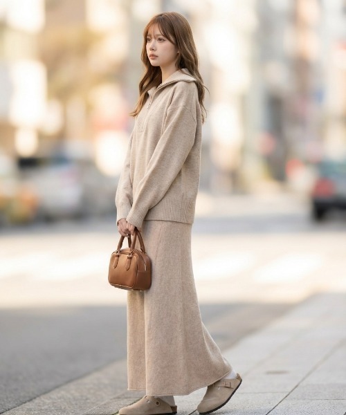 L LABEL(エルラベル)の「ニット&スカート2点セットアップ(セットアップ・レディース・ホワイト/ベージュ/ダークグレー・FREE)」の16枚目の写真