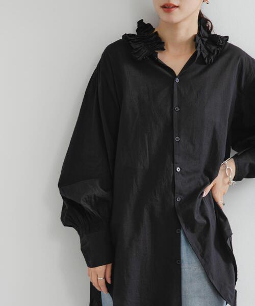 crinkle crinkle crinkle cotton frill coller shirts（シャツ