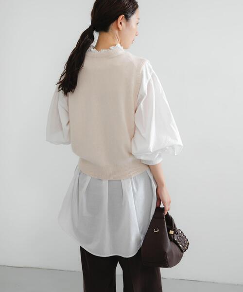 crinkle crinkle crinkle 白シャツ VONIQUE / crinkle crinkle crinkle/FRILL COLLER shirt (WHT)