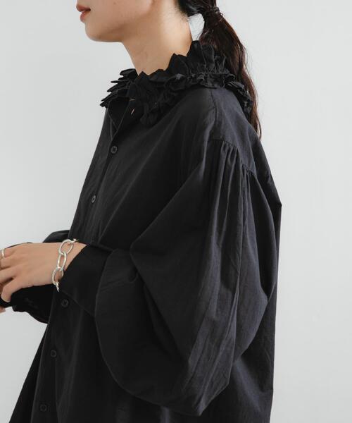 crinkle crinkle crinkle/FRILL COLLER シャツ VONIQUE / crinkle crinkle crinkle/FRILL COLLER shirt (BLK)
