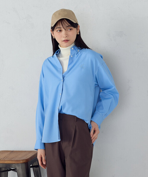 COMME CA ISM(コムサイズム)の「ブロード ボタンダウンシャツ(シャツ/ブラウス・レディース・ピンク/サックスブルー/ストライプ・MEDIUM/LARGE)」の1枚目の写真