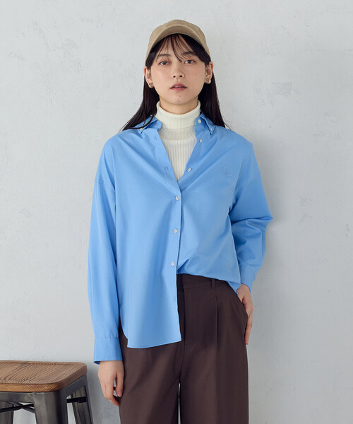 COMME CA ISM(コムサイズム)の「ブロード ボタンダウンシャツ(シャツ/ブラウス・レディース・ピンク/サックスブルー/ストライプ・MEDIUM/LARGE)」の5枚目の写真