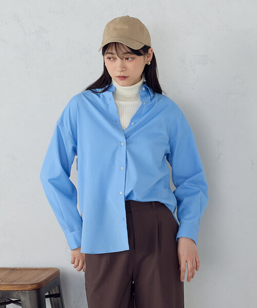 COMME CA ISM(コムサイズム)の「ブロード ボタンダウンシャツ(シャツ/ブラウス・レディース・ピンク/サックスブルー/ストライプ・MEDIUM/LARGE)」の6枚目の写真