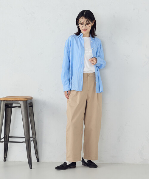 COMME CA ISM(コムサイズム)の「ブロード ボタンダウンシャツ(シャツ/ブラウス・レディース・ピンク/サックスブルー/ストライプ・MEDIUM/LARGE)」の8枚目の写真